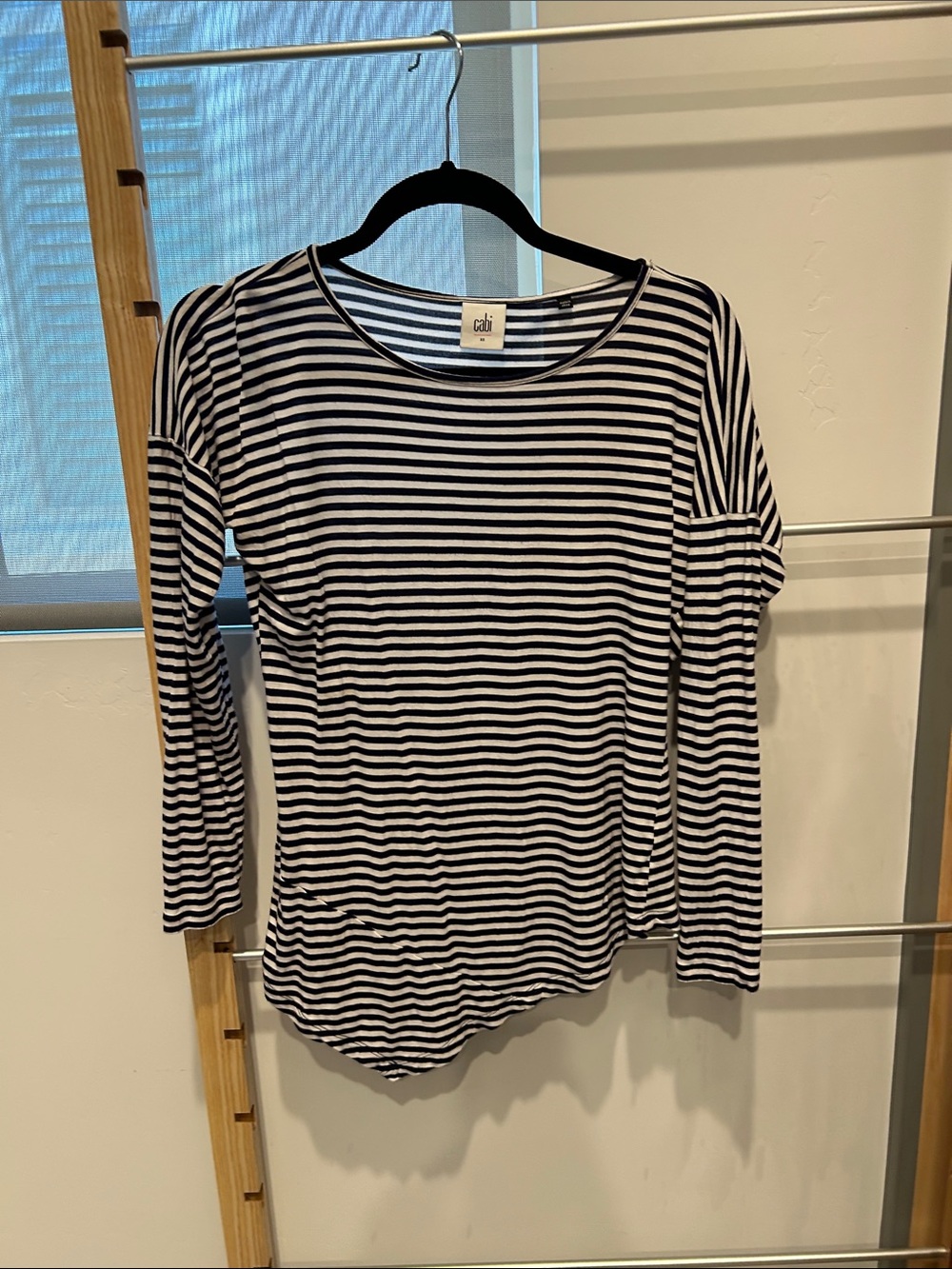 CAbi Black and White Striped Long Sleeve Tee